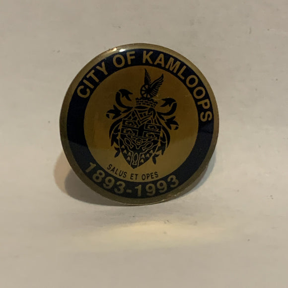City of Kamloops Crest Emblem 1893 1993 British Columbia Lapel Hat Pin