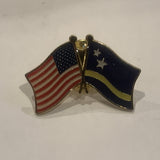 USA Curacao Friendship Flags Lapel Hat Pin AQ