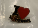I Love Volleyball Lapel Hat Pin