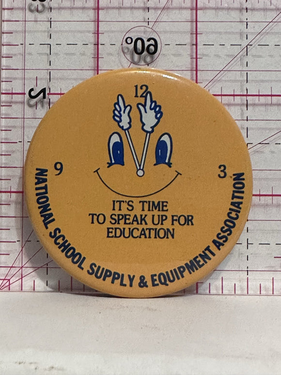 National School Supply Equipment Association Clock  Button Pinback