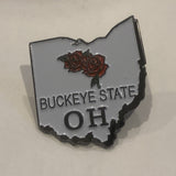 Buckeye State Ohio Rose Flower Lapel Hat Pin AQ