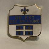 On Est Six Millions Crest Emblem Lapel Hat Pin