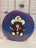 Friendiest Place in the West  Knott's Berry Farm Teddy Bear  Button Pinback