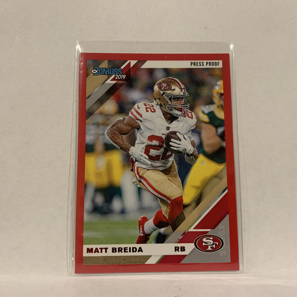 #221 Matt Breida San Francisco 49ers Press Proof 2019 Panini Football Card AA