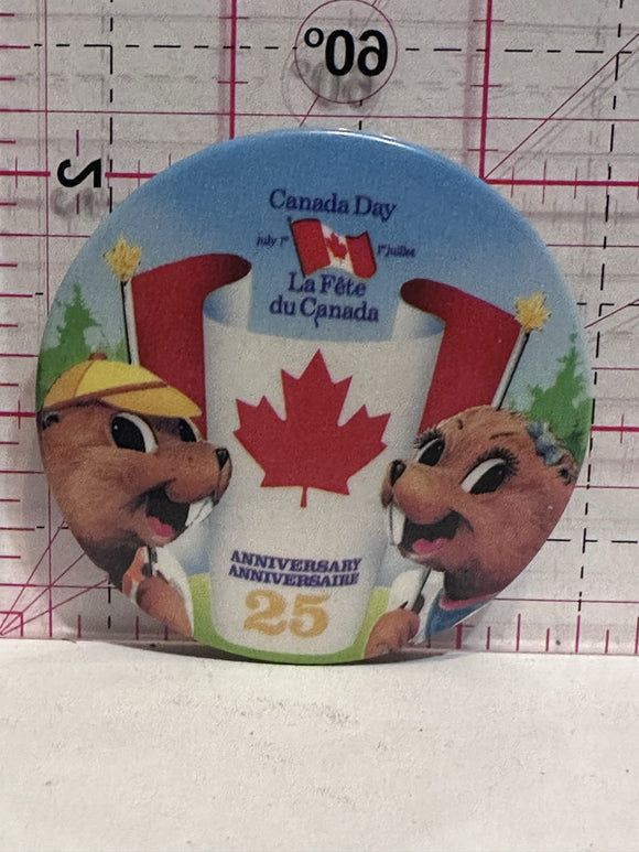 Canada Day 25th Anniversary July 1st  Button Pinback