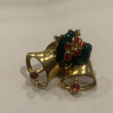 Christmas Bells Holly Lapel Hat Pin AS