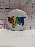 Rainbow Pig  Button Pinback