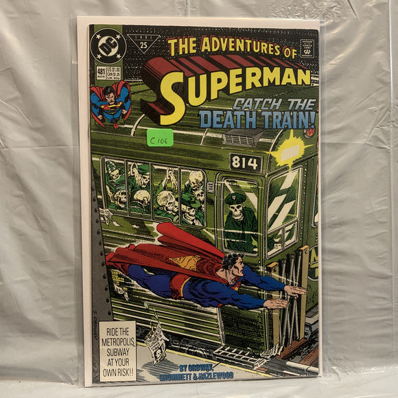 #481 The Adventures of Superman Catch The Death Train DC Comics BE 8551