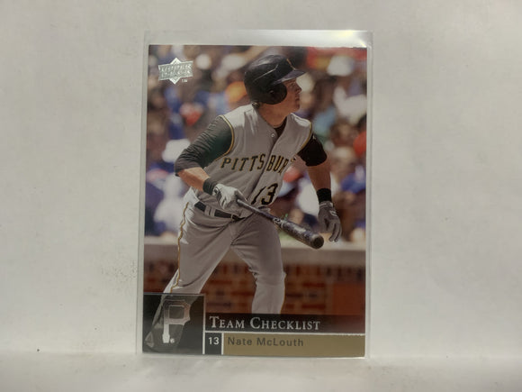 #480 Nate Molouth Pittsburgh Pirates Checklist 2009 Upper Deck Series 1 Baseball Card NC