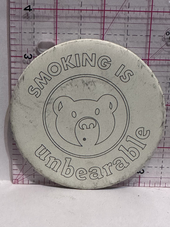 Smoking is Unbearable Bear Mascot  Button Pinback