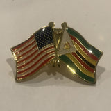 USA Zimbabwe Friendship Flags Lapel Hat Pin AS