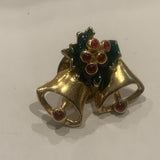 Holly on Christmas Bells Lapel Hat Pin AS