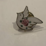 Dove With a Rose Flower Lapel Hat Pin AS