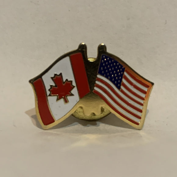 Canada United States Friendship Flags Lapel Hat Pin