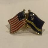 USA Curaco Friendship Flag Lapel Hat Pin AT