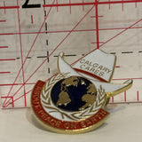 Calgary Cares About Peace on Earth White Hat Planet Lapel Hat Pin
