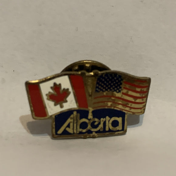 Alberta Canada United States Friendship Flags Lapel Hat Pin