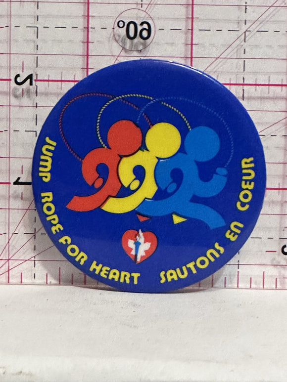 Jump Rope for Heart Sautons En Coeur  Button Pinback