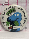 ROLM Telecommunications Dinosuar Bite out Phone Bill  Button Pinback
