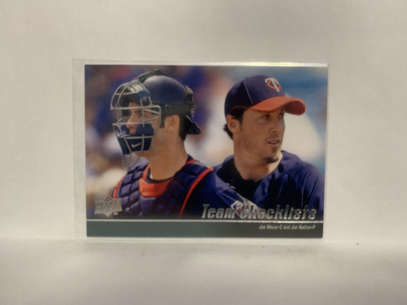 #587 Checklist Minnesota Twins 2010 Upper Deck Series 1 Baseball Card NF