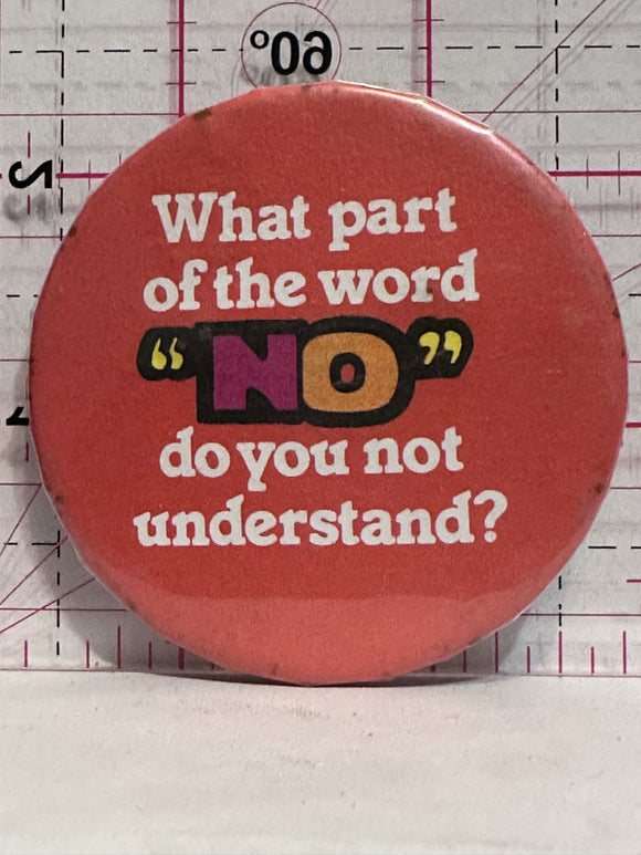 What Part of NO Do You Not Understand  Button Pinback