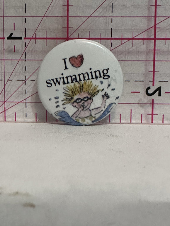I Love Swimming  Button Pinback