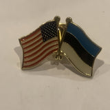 USA Estonia Friendship Flags Lapel Hat Pin AV