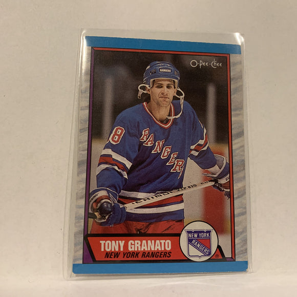 #161 Tony Granato New York Rangers  1989-90 O-Pee-Chee Hockey Card AF