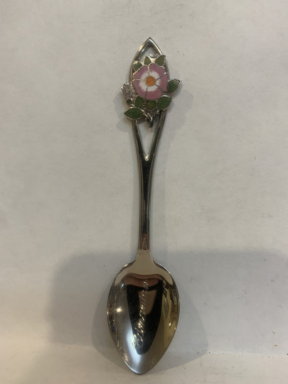 Edmonton Alberta Wild Rose Flower Souvenir Spoon