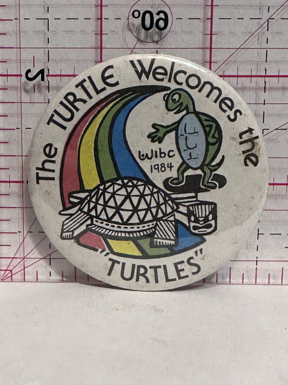 The Turtle Welcomes The Turtles WIBC 1984  Button Pinback