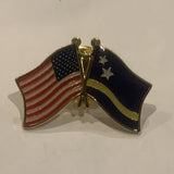 USA Curaco Friendship Flag Lapel Hat Pin AW
