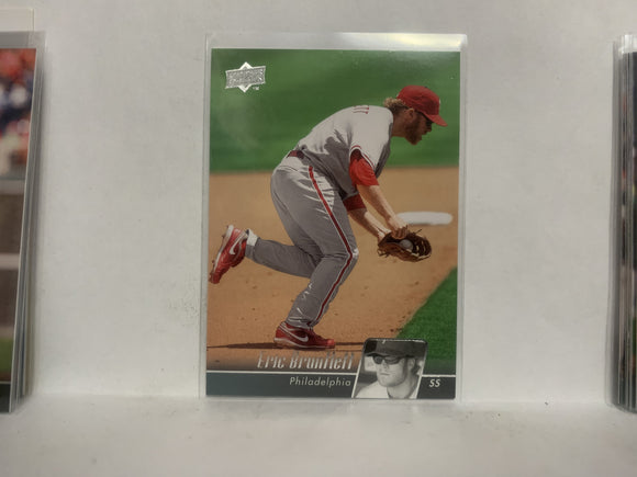 #378 Eric Bruntlett Philadelphia Phillies 2010 Upper Deck Series 1 Baseball Card NJ