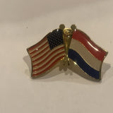 USA Netherlands Friendship Flags Lapel Hat Pin AX
