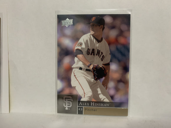 #852 Alex Hinshaw San Francisco Giants 2009 Upper Deck Series 2 Baseball Card NL