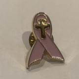 Pink Ribbon Cross Lapel Hat Pin AY