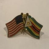 USA Zimbabwe Friendship Flags Lapel Hat Pin AY