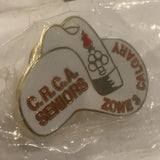 CRCA Seniors Olympics Zone 3 Calgary White Hat Lapel Hat Pin AY
