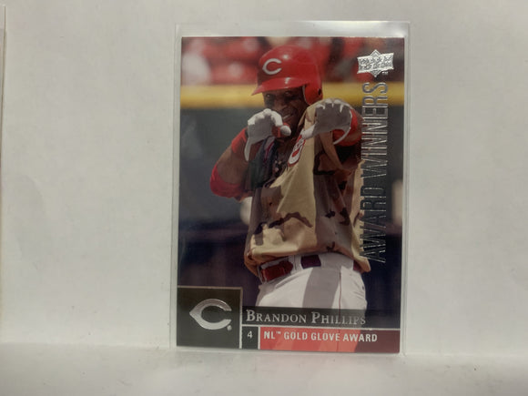 #961 Brandon Phillips NL Gold Glove Award Cincinnati Reds 2009 Upper Deck Series 2 Baseball Card NM