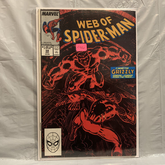 #58 Web of Spider-Man I Hear the Grizzley Coming Marvel Comics BL 8947