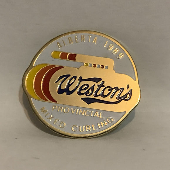 Alberta 1989 Weston's Provincial Mixed Curling Lapel Hat Pin