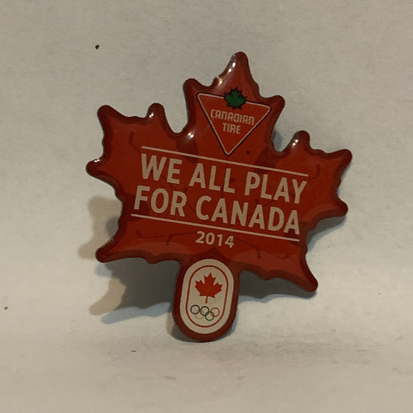 Canadian Tire We All Play For Canada 2014 Olympics Lapel Hat Pin