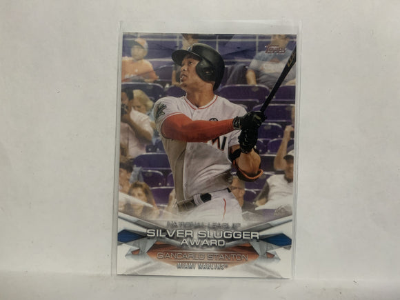 MLBA-44 Giancarlo Stanton NL Silver Slugger Award Miami Marlins 2018 Topps Series 1 Baseball Card NR