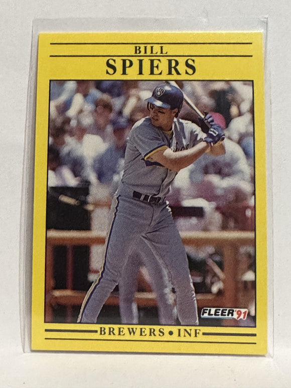 #597 Bill Spiers Milwaukee Brewers 1991 Fleer Baseball Card