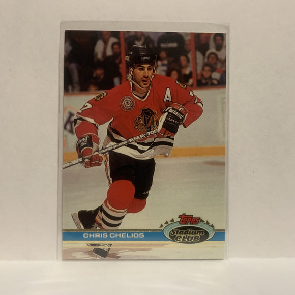 #6 Chris Chelios Chicago Balckhawks 1991-92 Topps Stadium Club Hockey Card JT