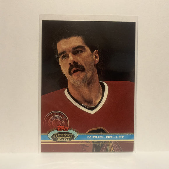 #66 Michel Goulet Chicago Blackhawks 1991-92 Topps Stadium Club Hockey Card JV