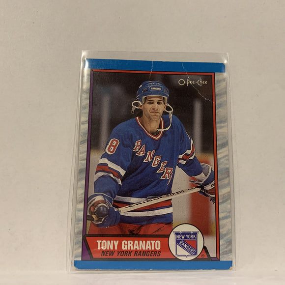 #161 Tony Granato New York Rangers  1989-90 O-Pee-Chee Hockey Card AR