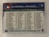 #71 Adrian Beltre Checklist 2015 Topps Series One Baseball Card