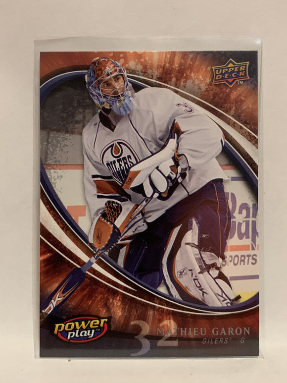#120 Mathieu Garon Edmonton Oilers 2008-09 Upper Deck Power Play Hockey Card  NHL