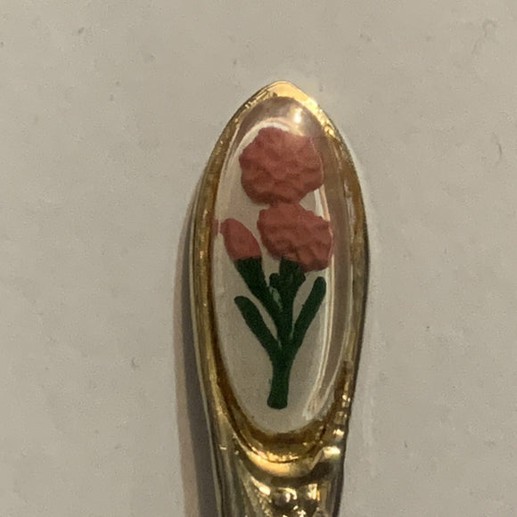 Pink Carnation Flowers Collectable Souvenir Spoon CN