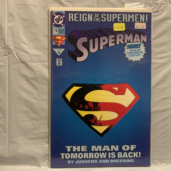 #78 Superman The Man of Tomorrow is Back Reign of the Supermen DC Comics BT 9461